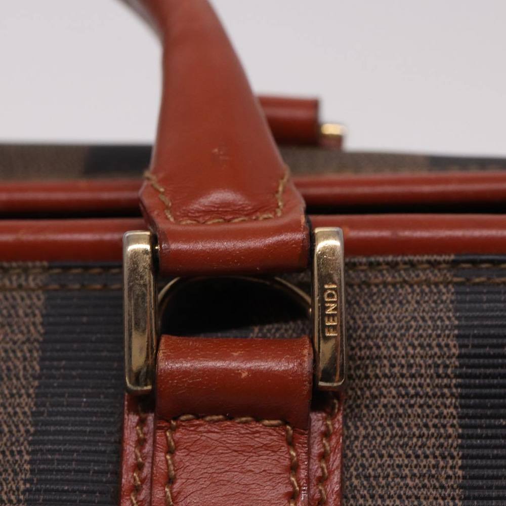 FENDI Pecan Canvas Hand Bag Brown Black Auth yk13082 - Picture 10 of 16